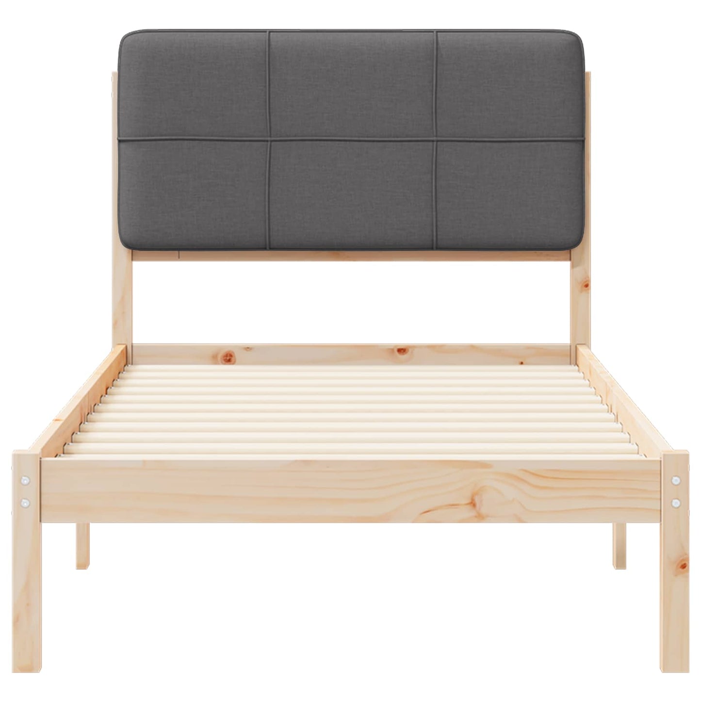 Letto con Testiera Rivestita Grigio scuro 100 x 200 cm