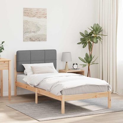 Letto con Testiera Rivestita Grigio chiaro 90 x 190 cm