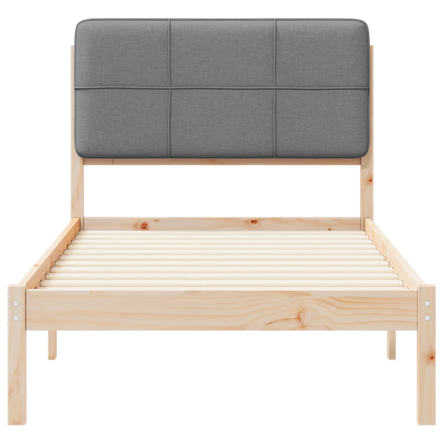 Letto con Testiera Rivestita Grigio chiaro 90 x 190 cm