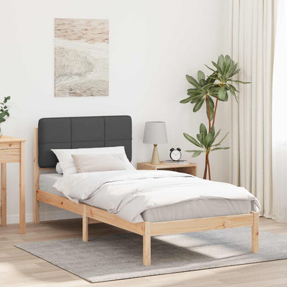 Letto con Testiera Rivestita Grigio scuro 90 x 190 cm