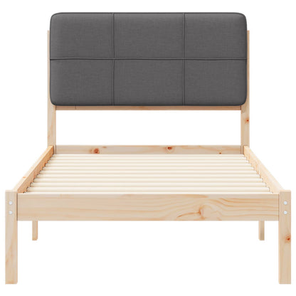 Letto con Testiera Rivestita Grigio scuro 90 x 190 cm