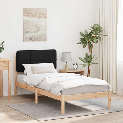 Letto con Testiera Rivestita Nero 90 x 190 cm Pino massello