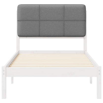 Letto con Testiera Rivestita Grigio chiaro 90 x 190 cm