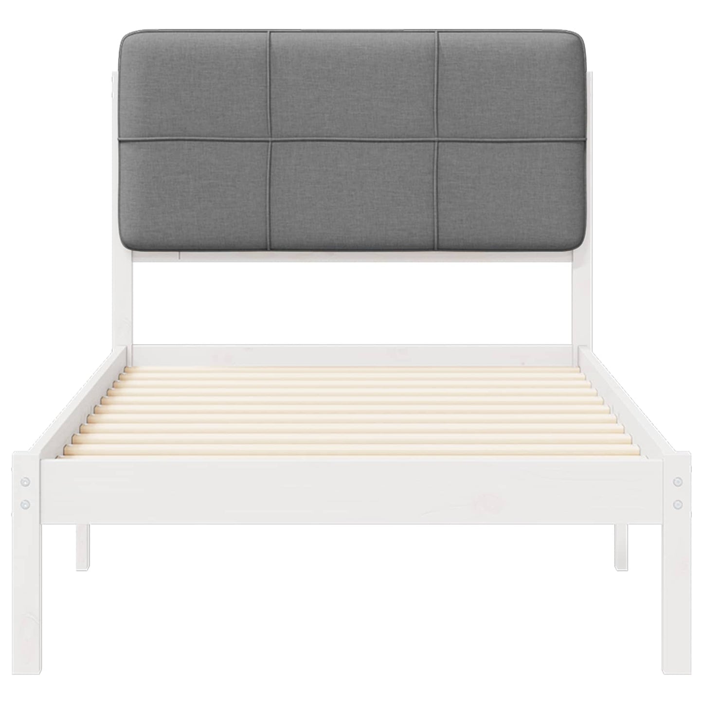 Letto con Testiera Rivestita Grigio chiaro 75 x 190 cm