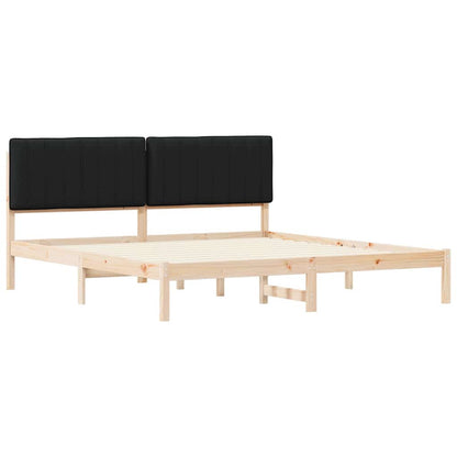 Letto con Testiera Rivestita Nero 180 x 200 cm Pino massello