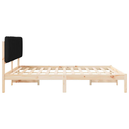 Letto con Testiera Rivestita Nero 180 x 200 cm Pino massello