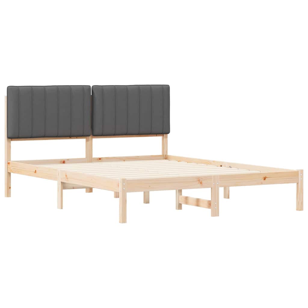 Letto con Testiera Rivestita Grigio scuro 160 x 200 cm