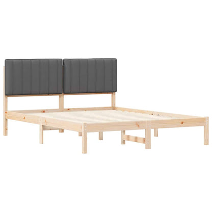 Letto con Testiera Rivestita Grigio scuro 160 x 200 cm