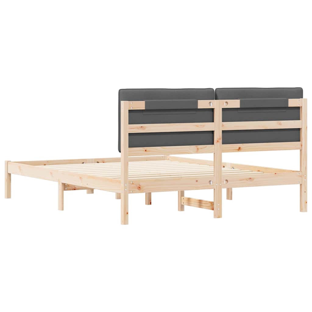 Letto con Testiera Rivestita Grigio scuro 160 x 200 cm