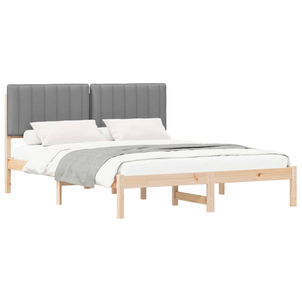 Letto con Testiera Rivestita Grigio chiaro 150 x 200 cm