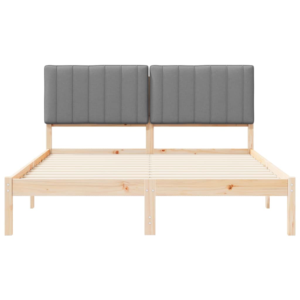 Letto con Testiera Rivestita Grigio chiaro 150 x 200 cm