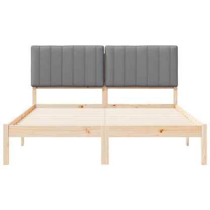 Letto con Testiera Rivestita Grigio chiaro 150 x 200 cm