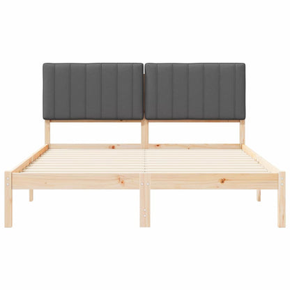 Letto con Testiera Rivestita Grigio scuro 150 x 200 cm