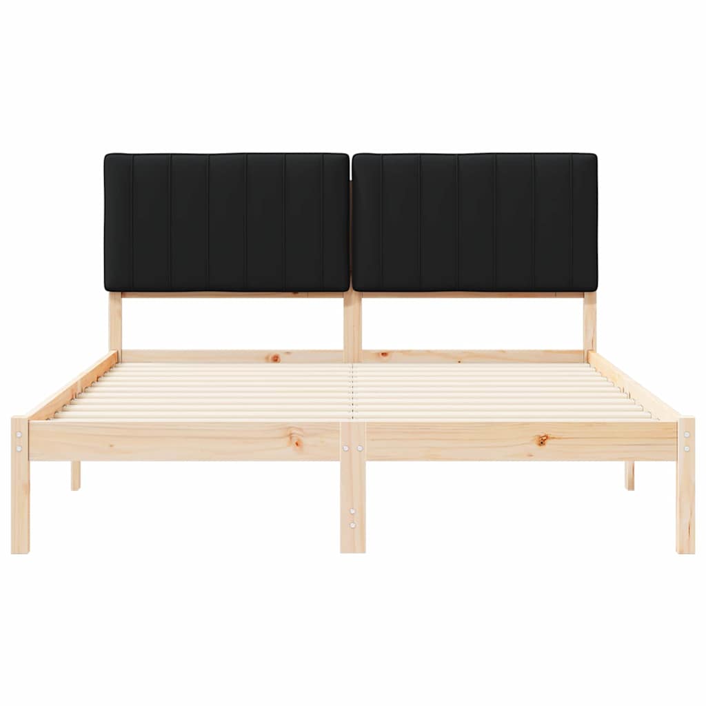 Letto con Testiera Rivestita Nero 150 x 200 cm