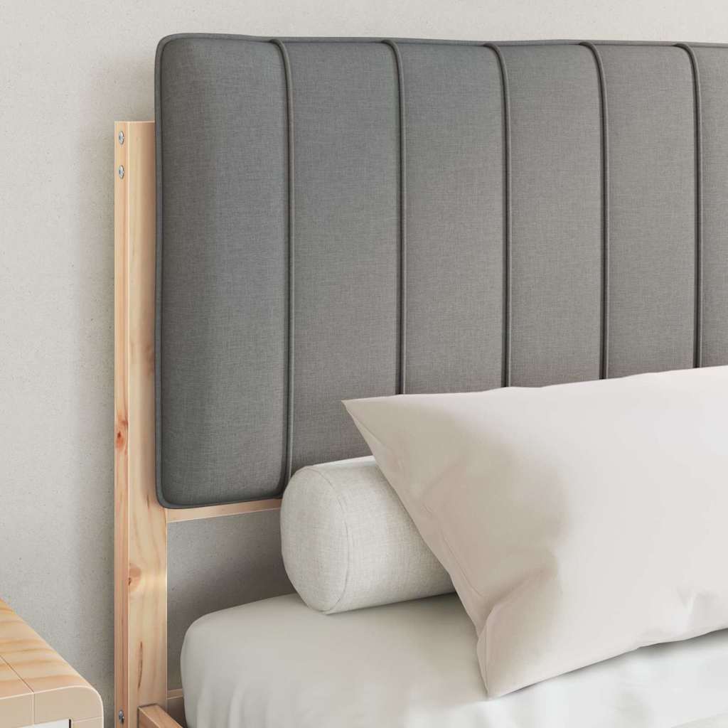 Letto con Testiera Rivestita Grigio chiaro 140 x 200 cm