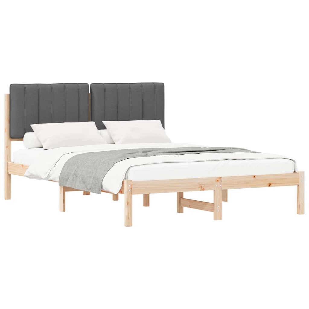 Letto con Testiera Rivestita Grigio scuro 140 x 200 cm
