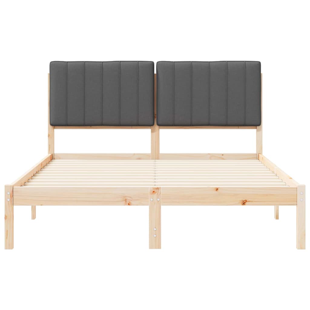 Letto con Testiera Rivestita Grigio scuro 140 x 200 cm