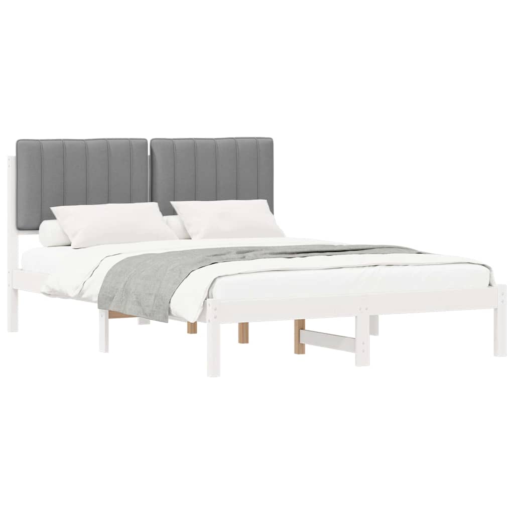 Letto con Testiera Rivestita Grigio chiaro 140 x 200 cm