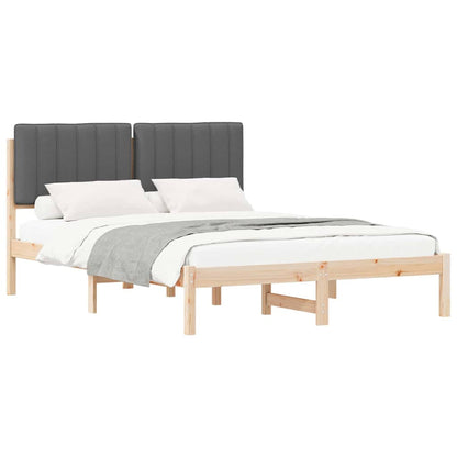 Letto con Testiera Rivestita Grigio scuro 140 x 190 cm