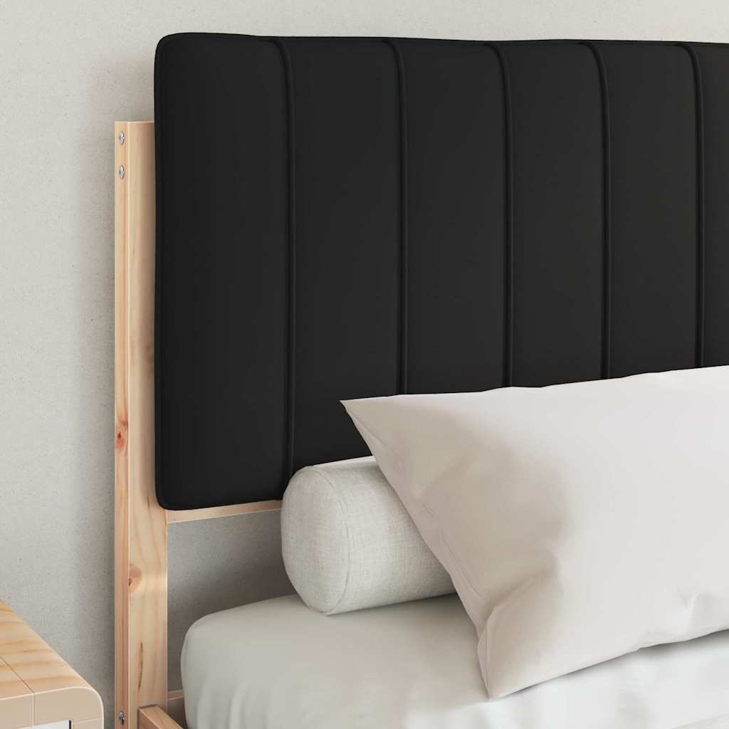 Letto con Testiera Rivestita Nero 140 x 190 cm