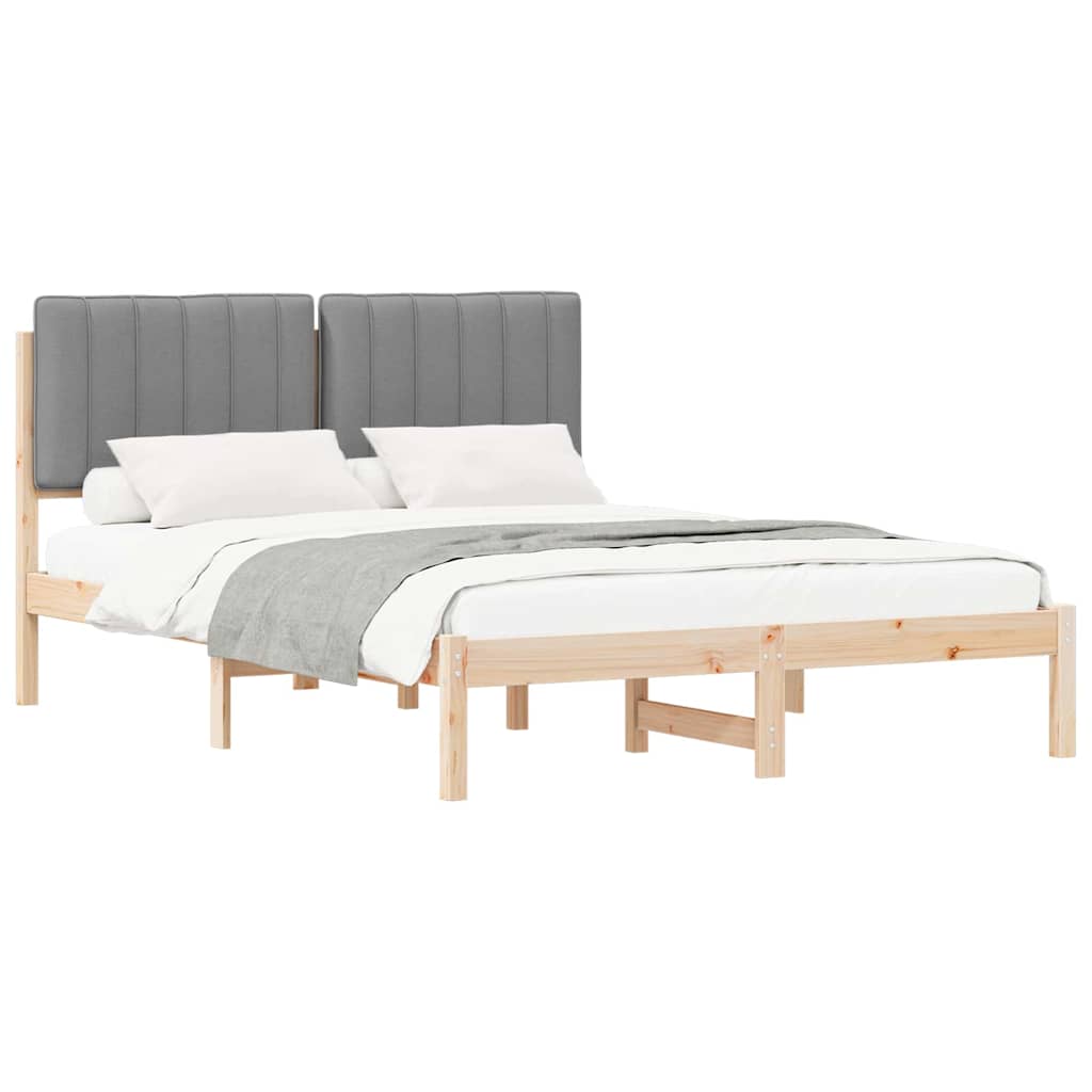 Letto con Testiera Rivestita Grigio chiaro 135 x 190 cm