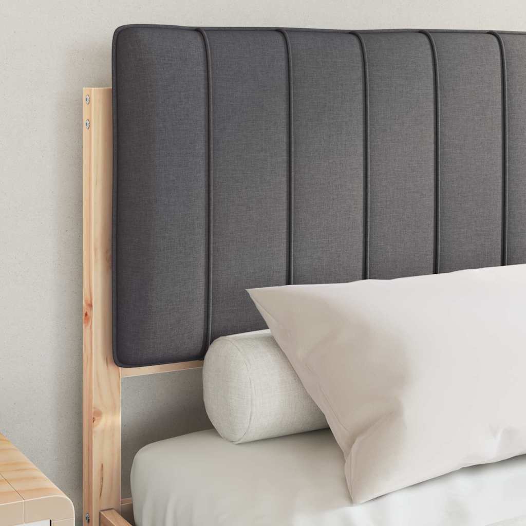 Letto con Testiera Rivestita Grigio scuro 135 x 190 cm