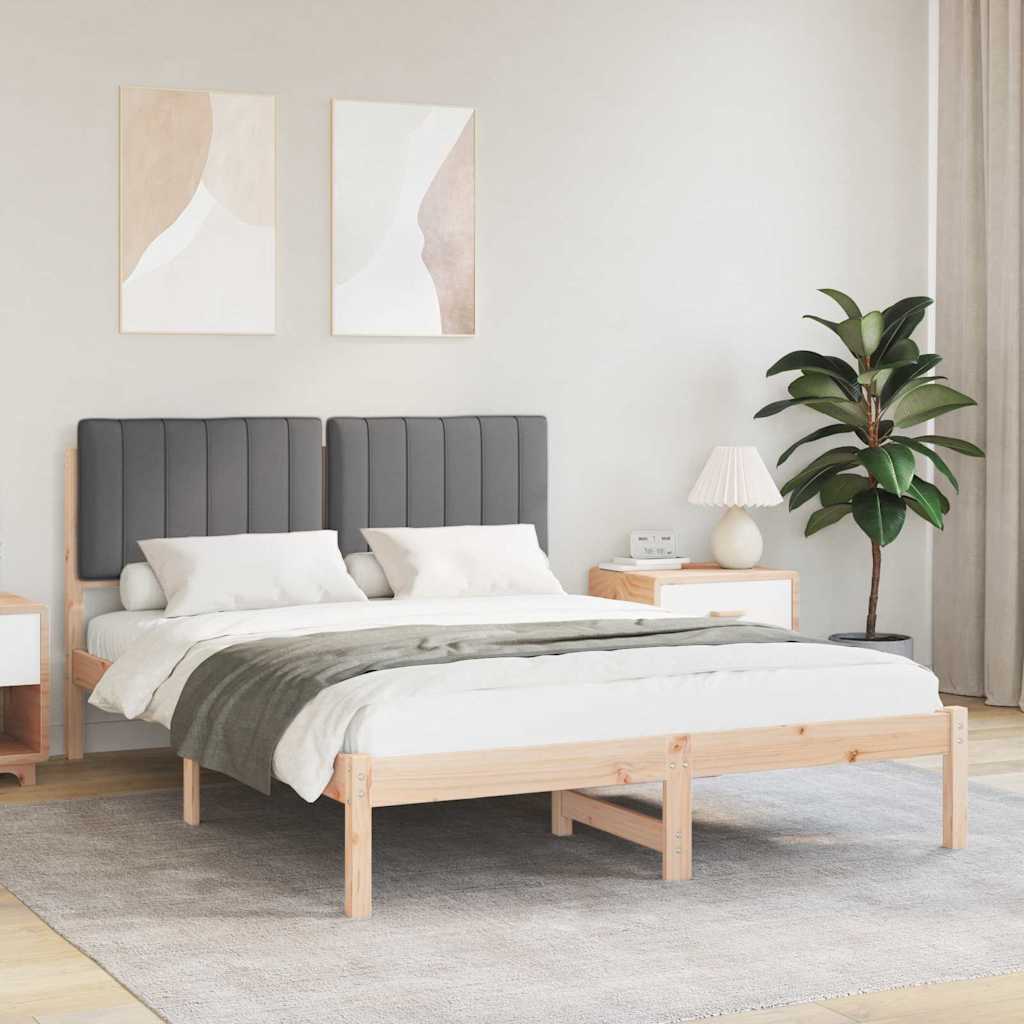 Letto con Testiera Rivestita Grigio scuro 135 x 190 cm