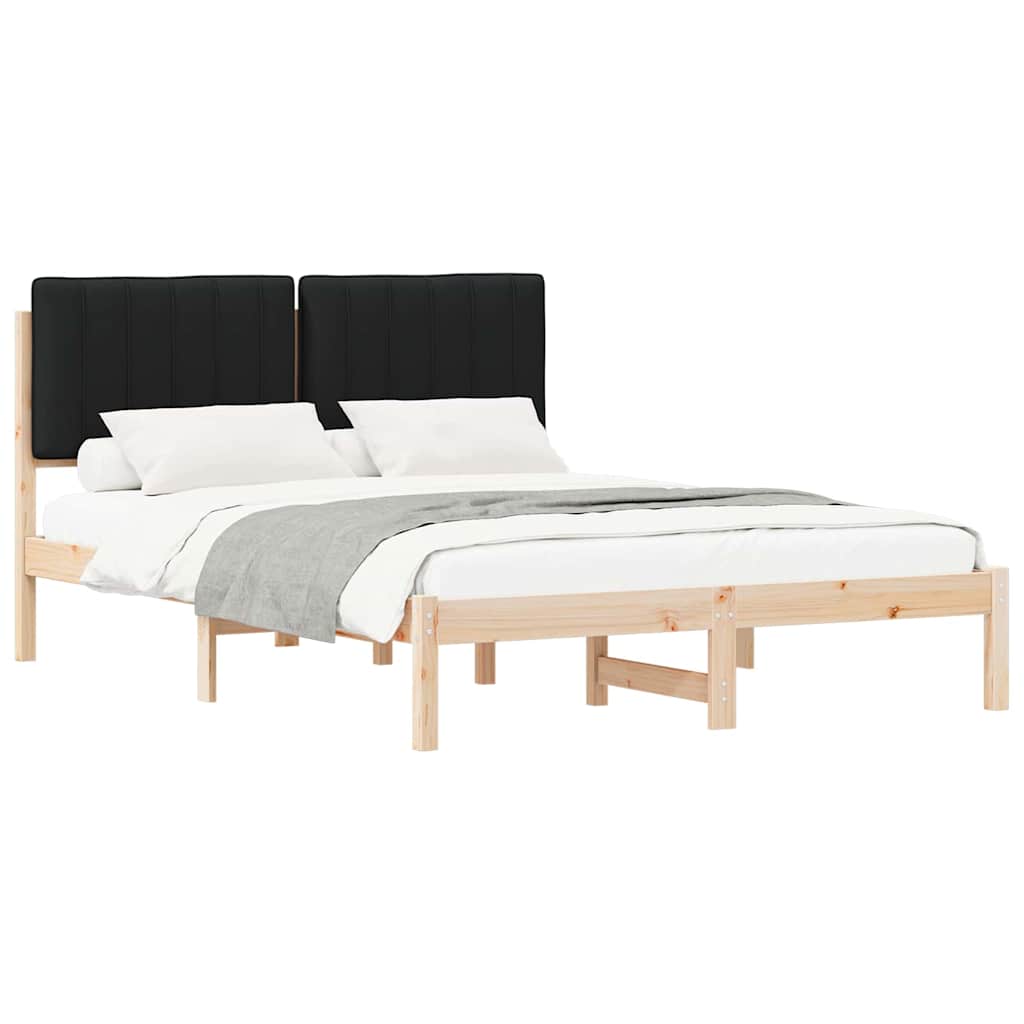 Letto con Testiera Rivestita Nero 135 x 190 cm