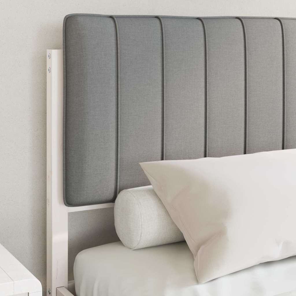 Letto con Testiera Rivestita Grigio chiaro 135 x 190 cm