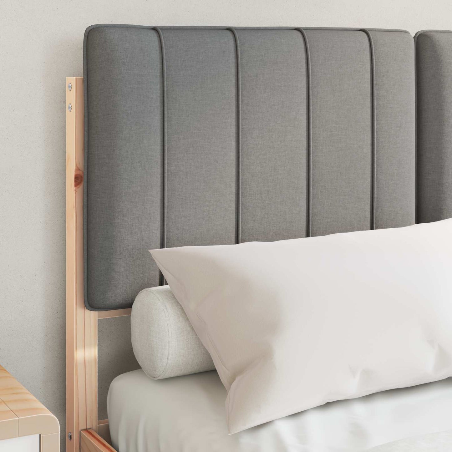 Letto con Testiera Rivestita Grigio chiaro 120 x 190 cm