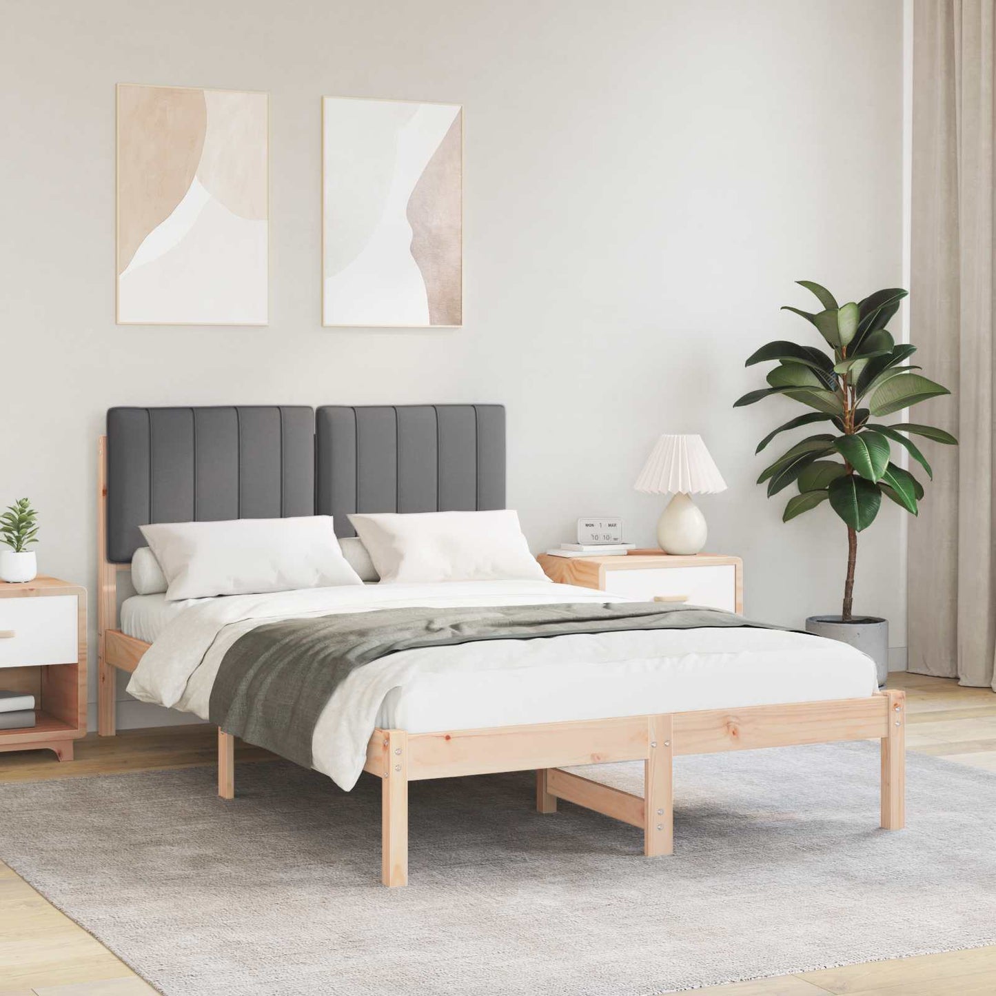Letto con Testiera Rivestita Grigio scuro 120 x 190 cm