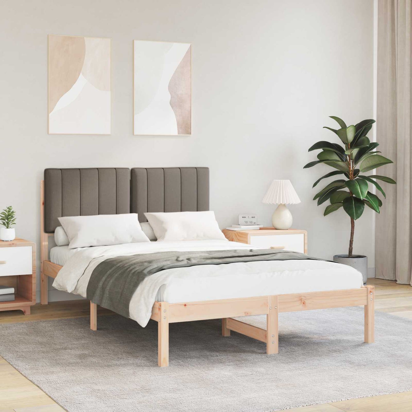 Letto con Testiera Rivestita Talpa 120 x 190 cm Pino massello