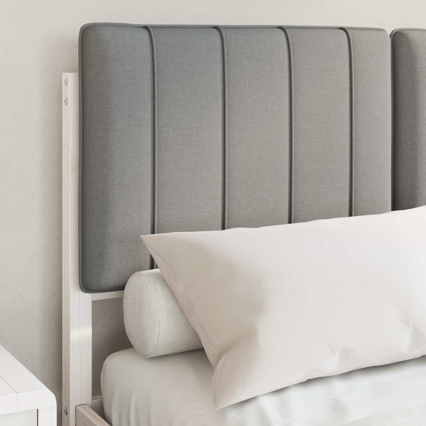 Letto con Testiera Rivestita Grigio chiaro 120 x 190 cm