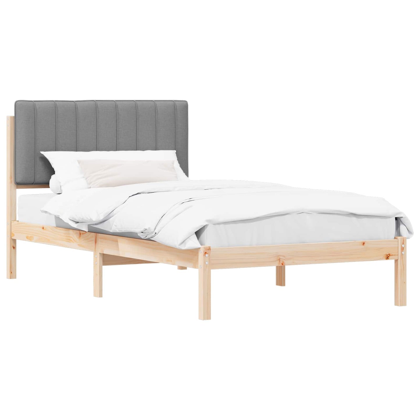 Letto con Testiera Rivestita Grigio chiaro 100 x 200 cm