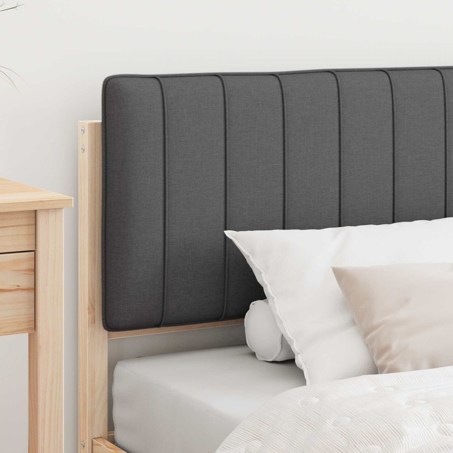 Letto con Testiera Rivestita Grigio scuro 100 x 200 cm