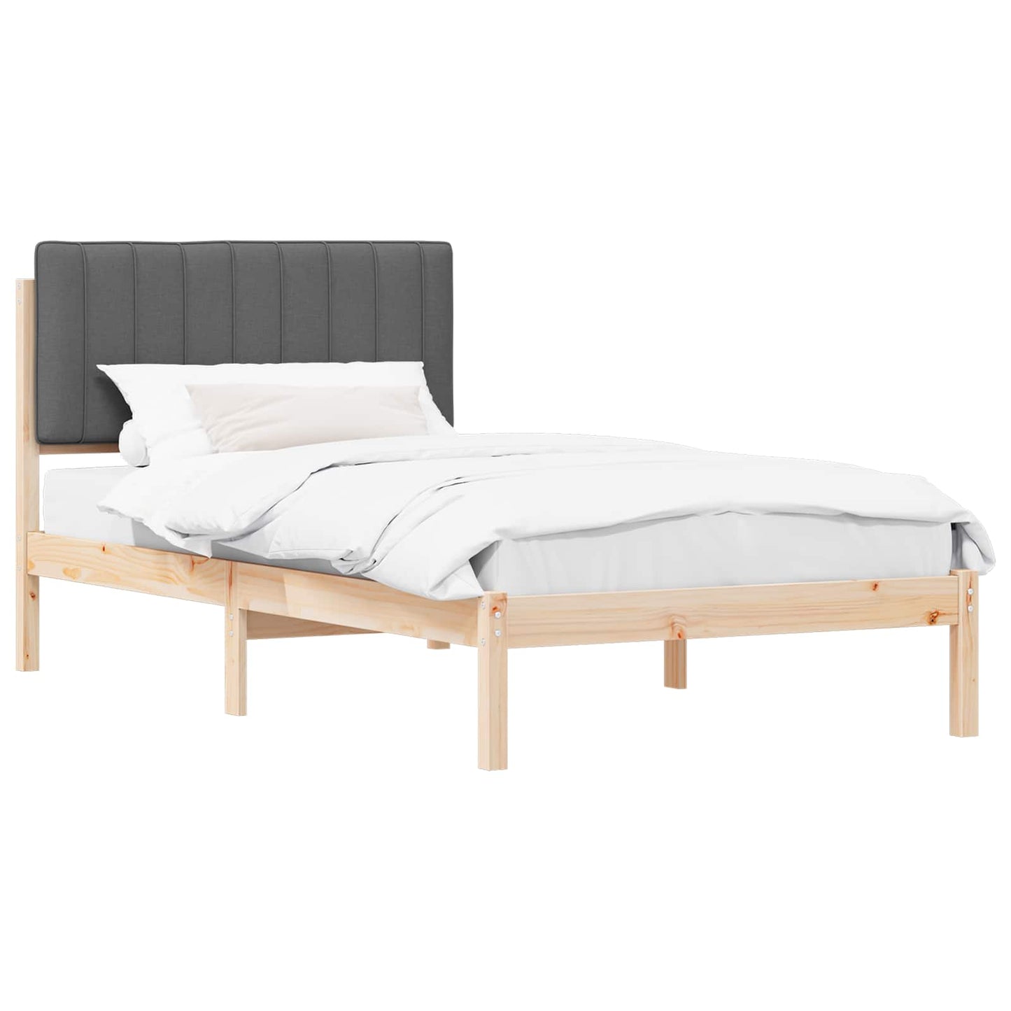 Letto con Testiera Rivestita Grigio scuro 100 x 200 cm