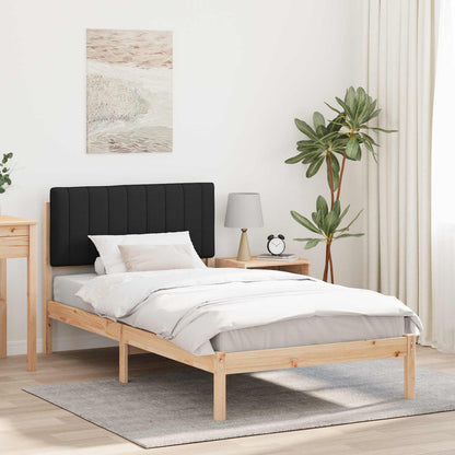 Letto con Testiera Rivestita Nero 100 x 200 cm Pino massello