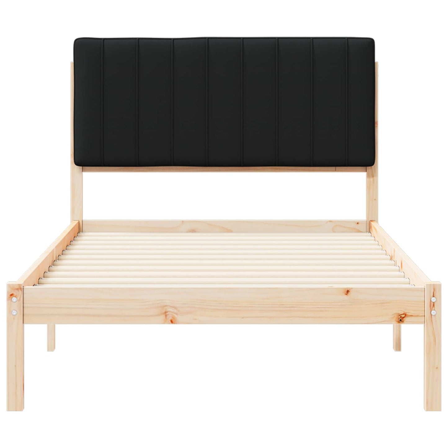 Letto con Testiera Rivestita Nero 100 x 200 cm