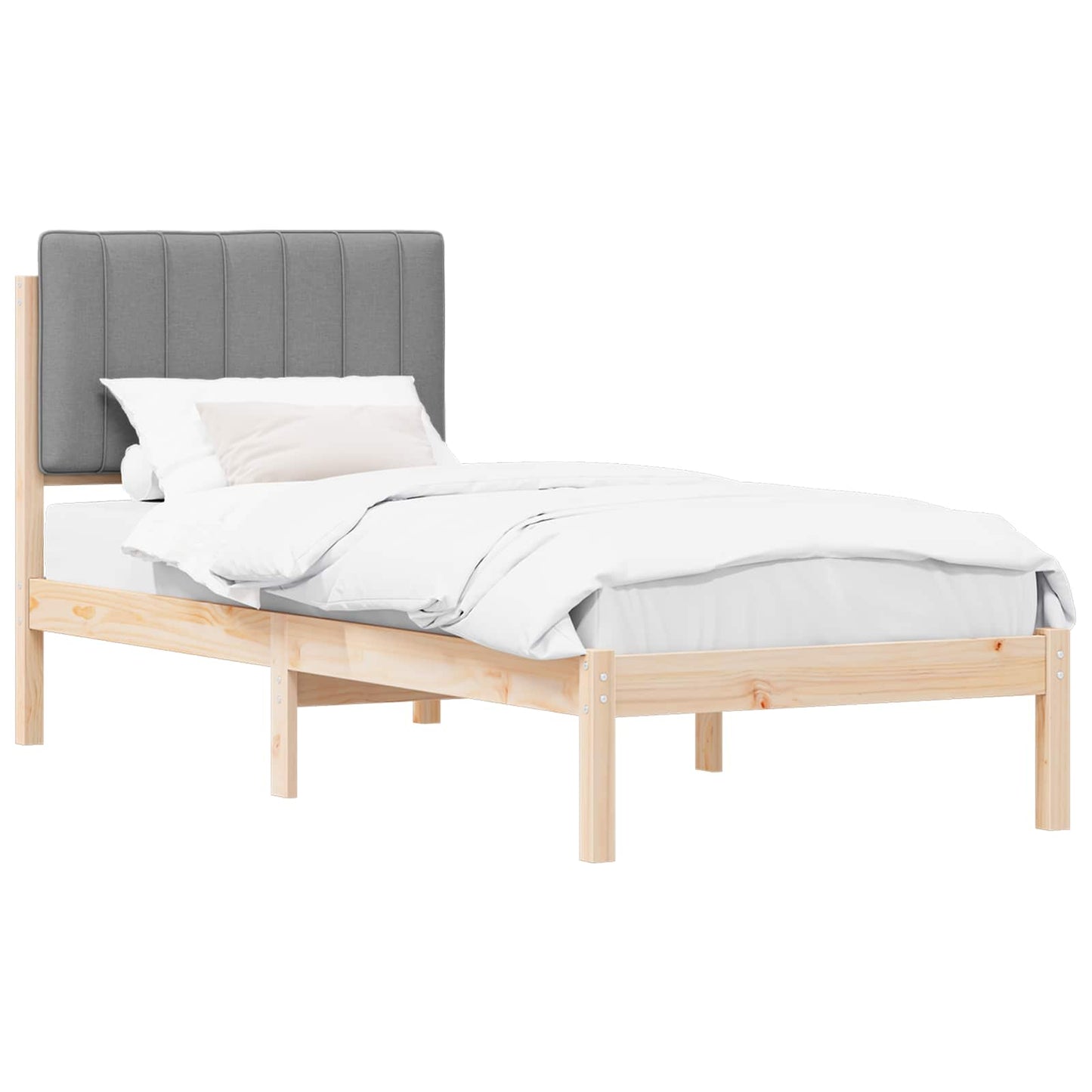 Letto con Testiera Rivestita Grigio chiaro 80 x 200 cm