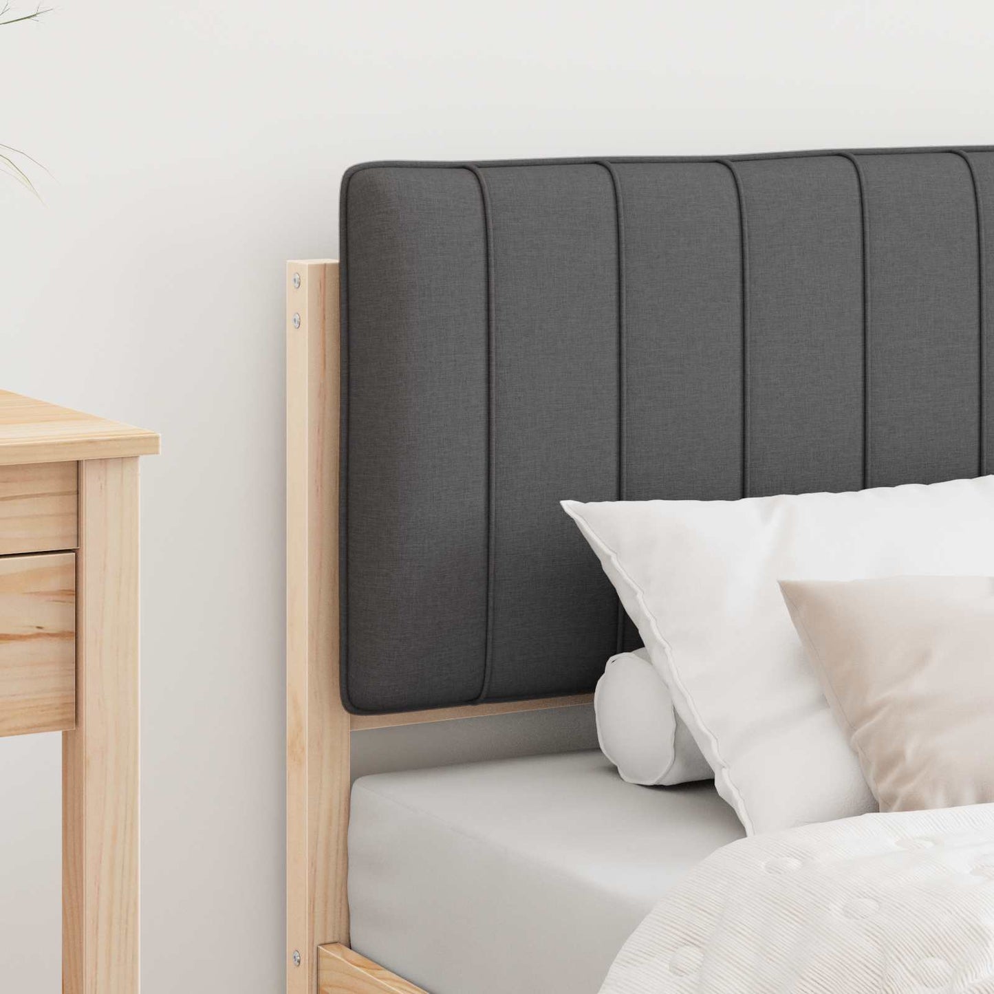 Letto con Testiera Rivestita Grigio scuro 80 x 200 cm