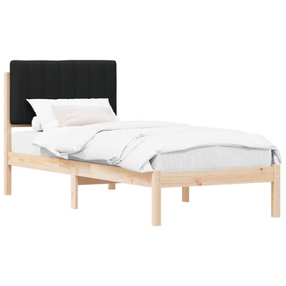 Letto con Testiera Rivestita Nero 80 x 200 cm