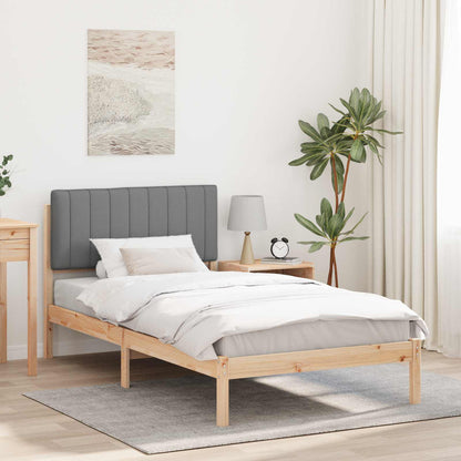 Letto con Testiera Rivestita Grigio chiaro 90 x 190 cm