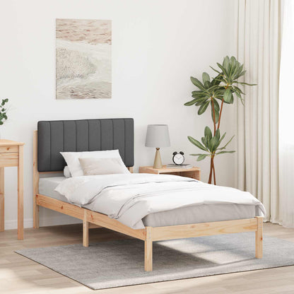 Letto con Testiera Rivestita Grigio scuro 90 x 190 cm