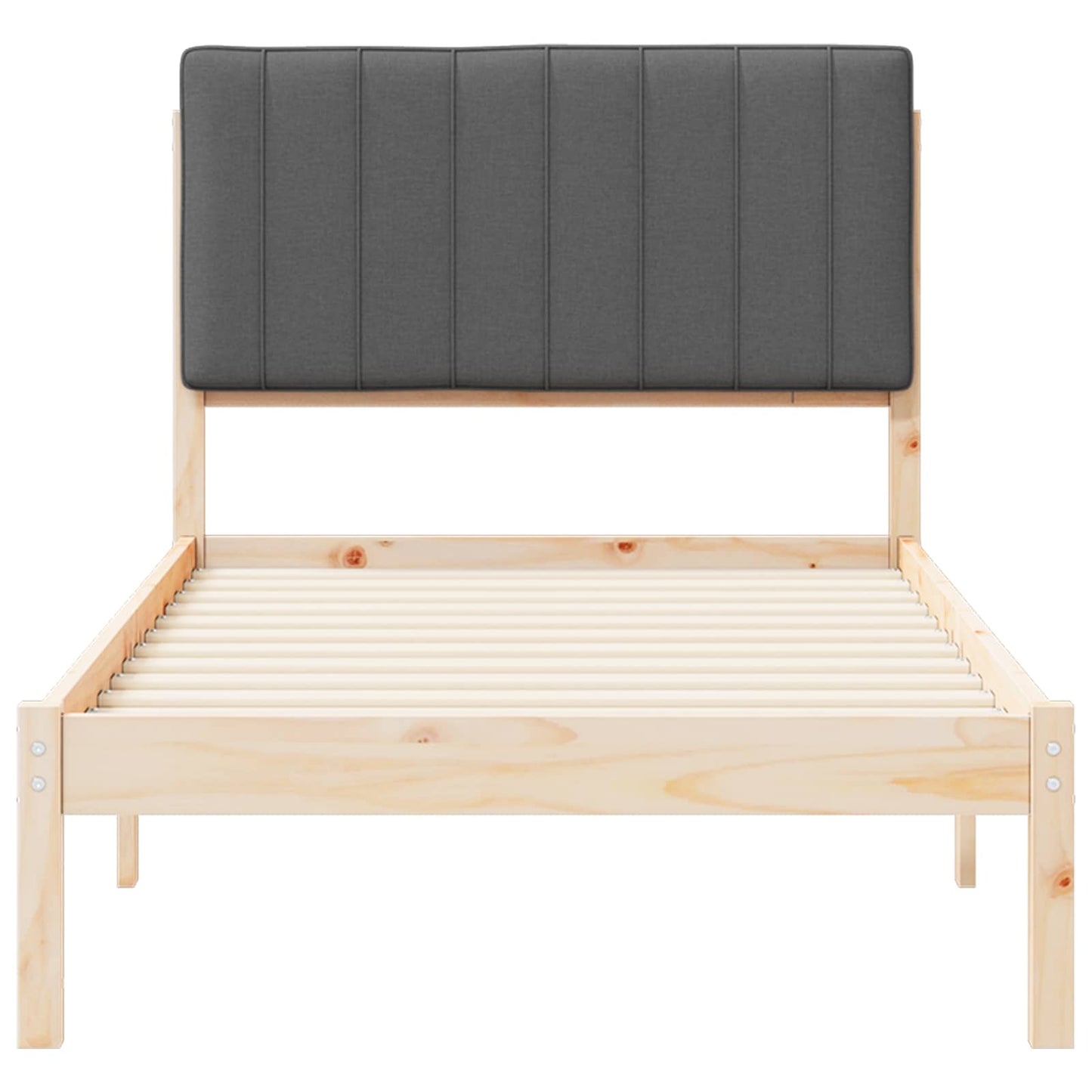 Letto con Testiera Rivestita Grigio scuro 90 x 190 cm