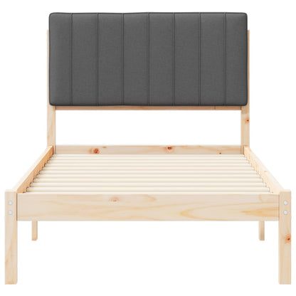 Letto con Testiera Rivestita Grigio scuro 90 x 190 cm