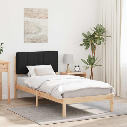 Letto con Testiera Rivestita Nero 90 x 190 cm