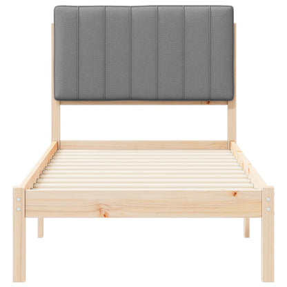Letto con Testiera Rivestita Grigio chiaro 75 x 190 cm