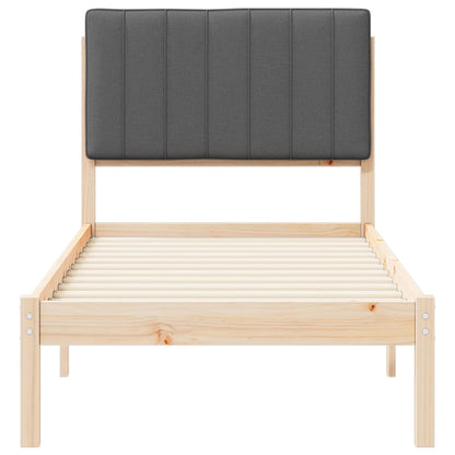 Letto con Testiera Rivestita Grigio scuro 75 x 190 cm