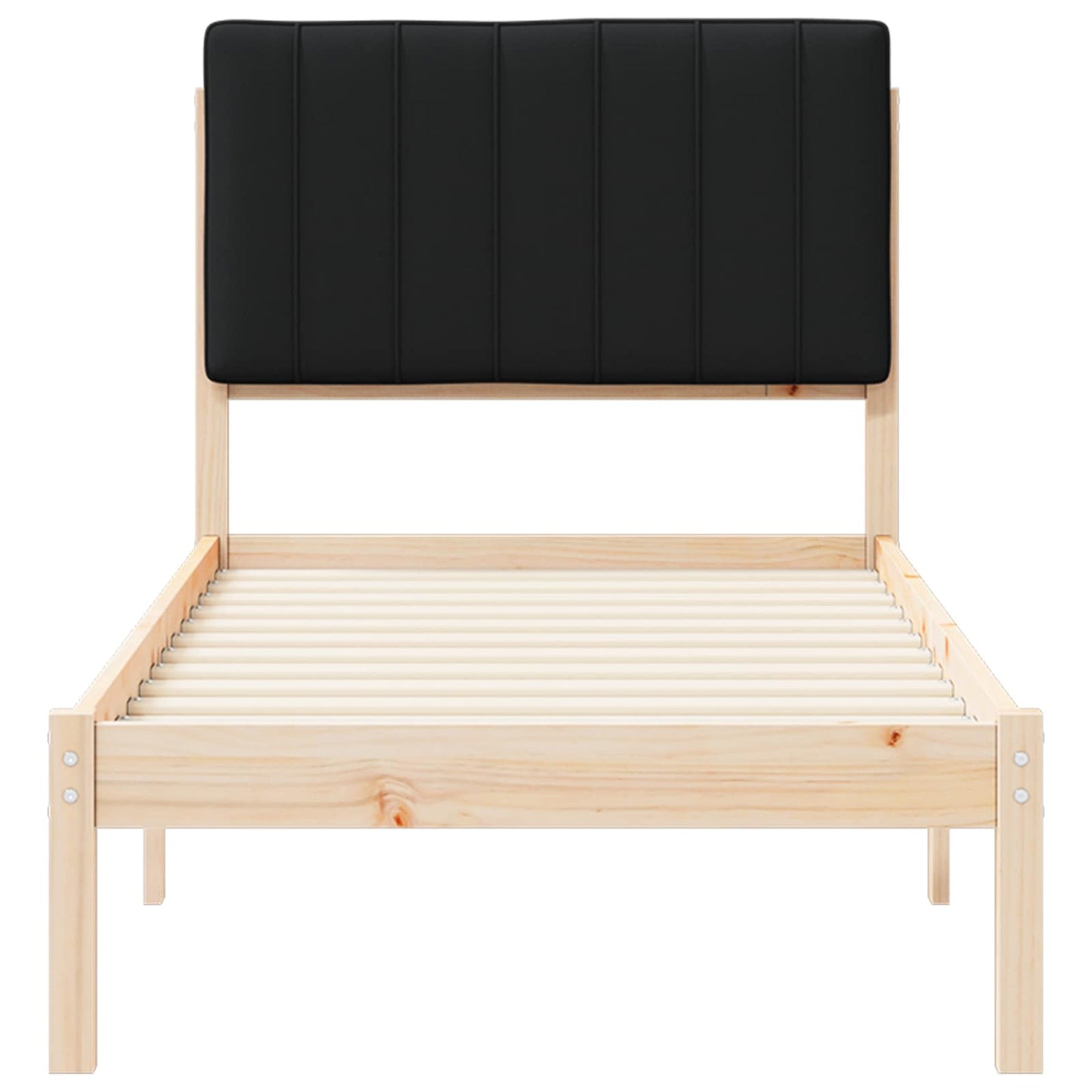 Letto con Testiera Rivestita Nero 75 x 190 cm