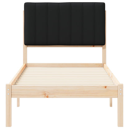Letto con Testiera Rivestita Nero 75 x 190 cm